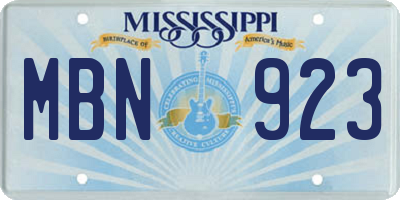 MS license plate MBN923