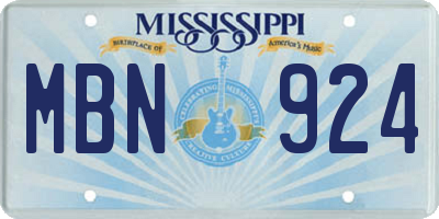 MS license plate MBN924