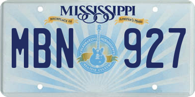 MS license plate MBN927