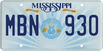 MS license plate MBN930