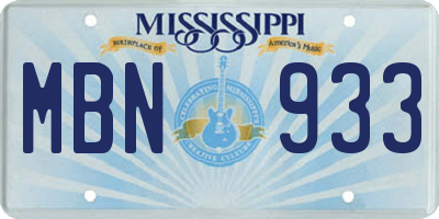 MS license plate MBN933