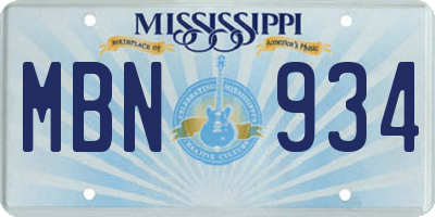 MS license plate MBN934