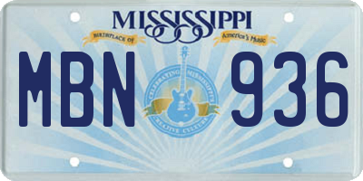 MS license plate MBN936