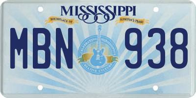 MS license plate MBN938