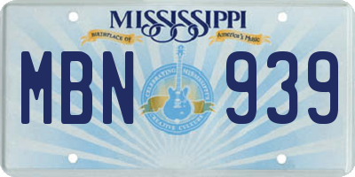 MS license plate MBN939