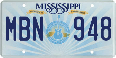 MS license plate MBN948