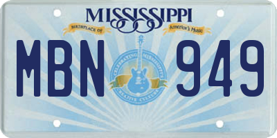 MS license plate MBN949