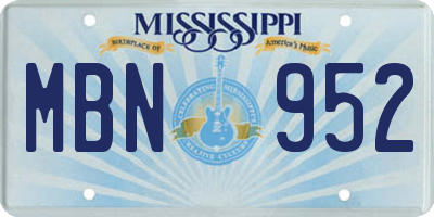MS license plate MBN952