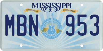 MS license plate MBN953