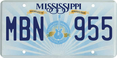 MS license plate MBN955