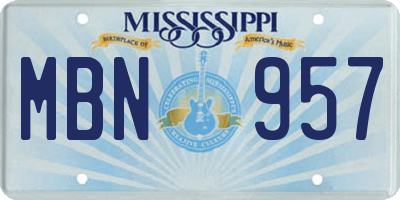 MS license plate MBN957