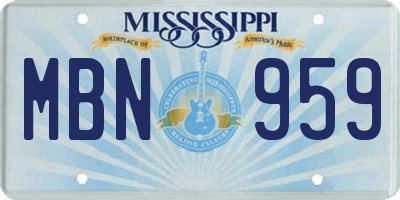 MS license plate MBN959