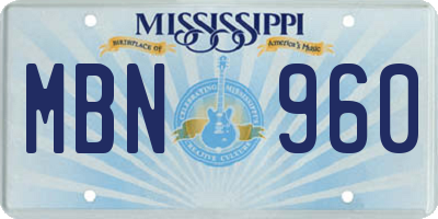 MS license plate MBN960