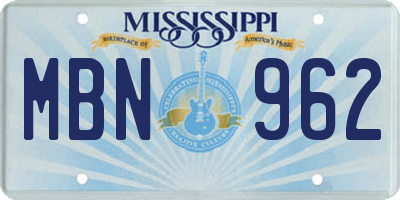 MS license plate MBN962