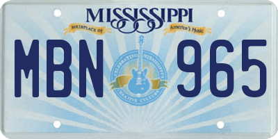 MS license plate MBN965