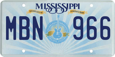 MS license plate MBN966