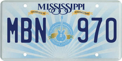MS license plate MBN970