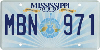 MS license plate MBN971