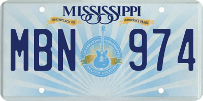 MS license plate MBN974