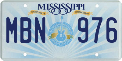 MS license plate MBN976