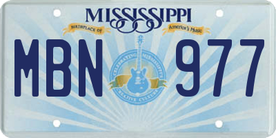 MS license plate MBN977