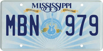 MS license plate MBN979