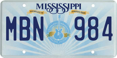 MS license plate MBN984
