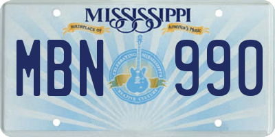 MS license plate MBN990