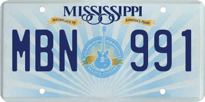 MS license plate MBN991