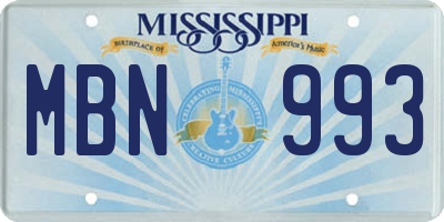 MS license plate MBN993