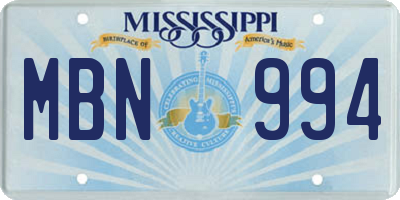 MS license plate MBN994