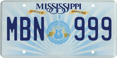 MS license plate MBN999