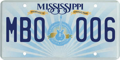 MS license plate MBO006
