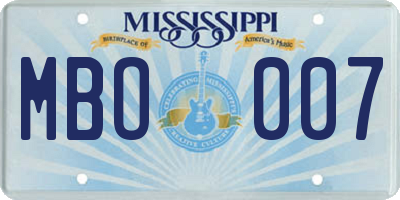 MS license plate MBO007