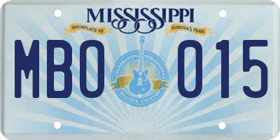 MS license plate MBO015