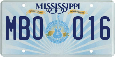 MS license plate MBO016