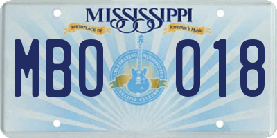MS license plate MBO018