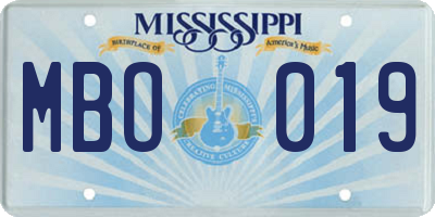 MS license plate MBO019
