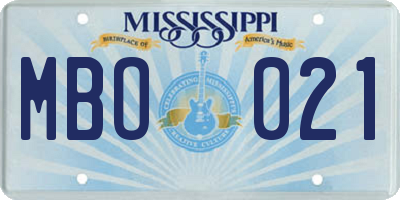 MS license plate MBO021