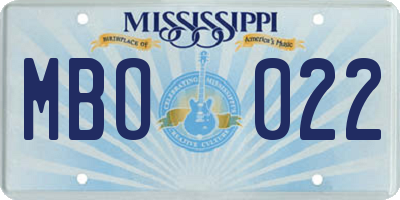 MS license plate MBO022