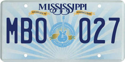 MS license plate MBO027