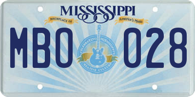 MS license plate MBO028