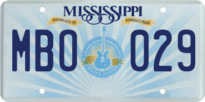 MS license plate MBO029