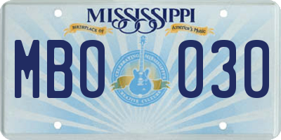 MS license plate MBO030