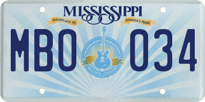 MS license plate MBO034