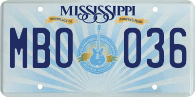 MS license plate MBO036