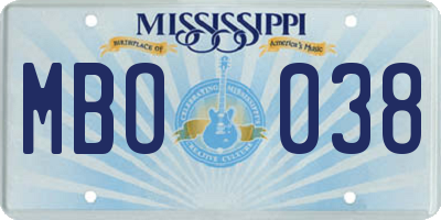MS license plate MBO038