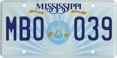 MS license plate MBO039
