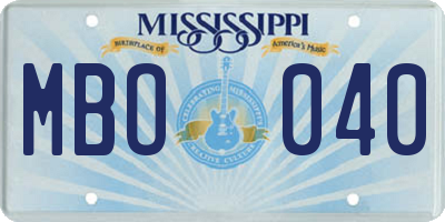 MS license plate MBO040