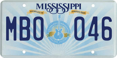 MS license plate MBO046